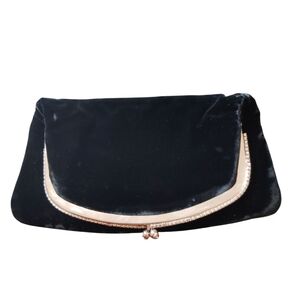 Velvet  Snap Closure Clutch Black